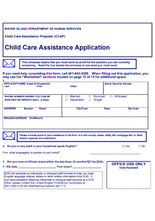 Child Care Assistance Receipt