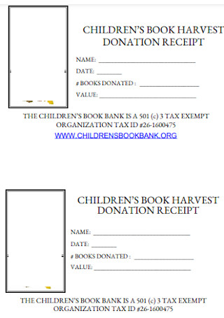 Childrens Books Donation Receipt