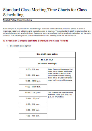 Class Meeting Schedule