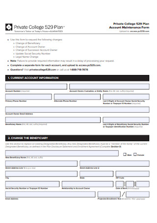 College Account Maintenance Form