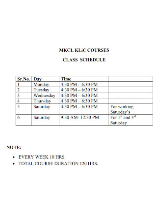 Course Class Schedule