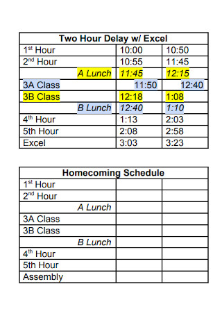 Daily Bell Schedule Daily Bell Schedule