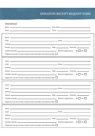 Donation Receipt Request Form