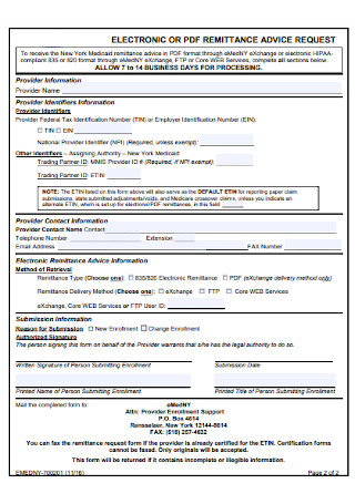 Electronic or Remittance Form