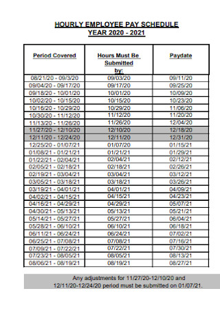 Employee Pay Schedule