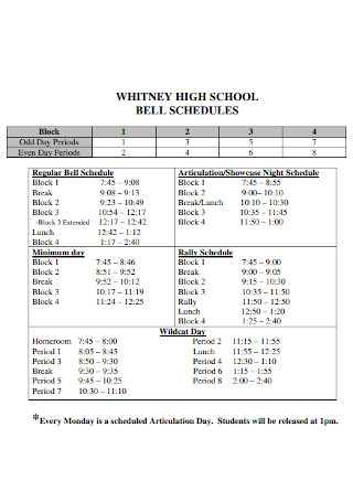 Formal High School Schedule