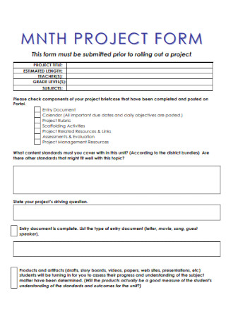 Formal Project Form Template