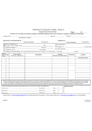 Formal Property Receipt Template