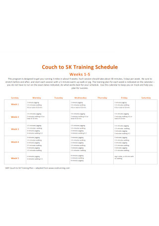 Formal Training Schedule Template