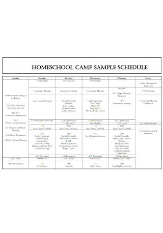 Homeschool Camp Schedule Template