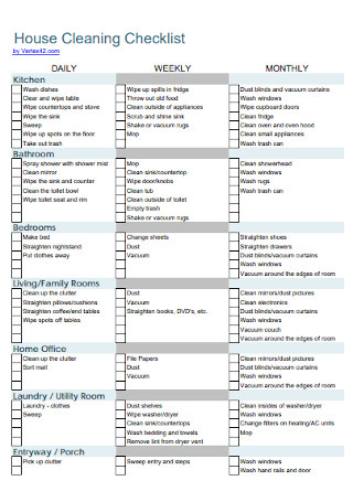 House Cleaning Checklist Schedule