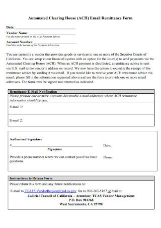 House Email Remittance Form