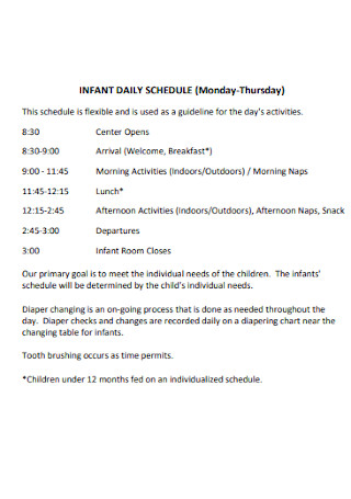 Infant Daily Schedule Template