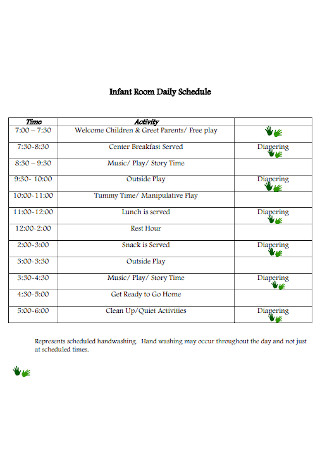 Infant Room Daily Schedule 