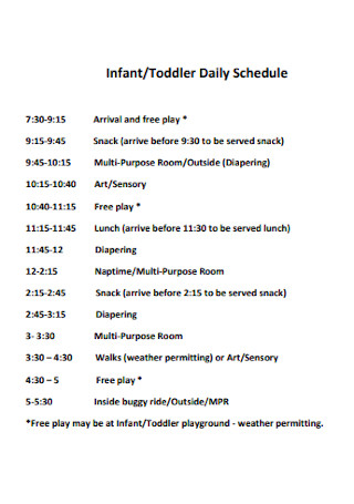 Infant and Toddler Daily Schedule1