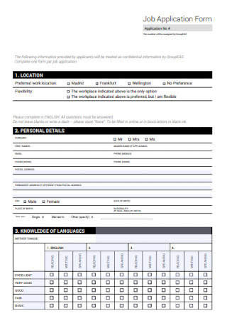 Job Application Form Format