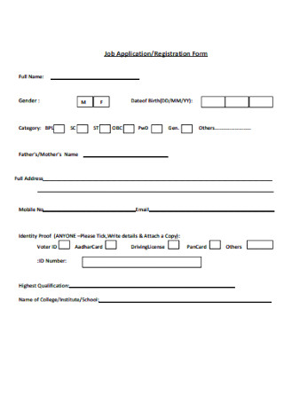 Job Application and Registration Form