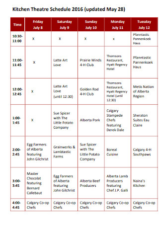 Kitchen Theatre Schedule