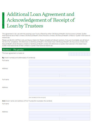 Loan Agreement Receipt