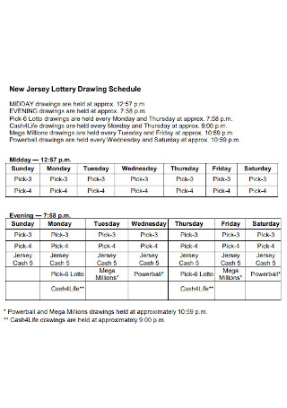 Lottery Drawing Schedule