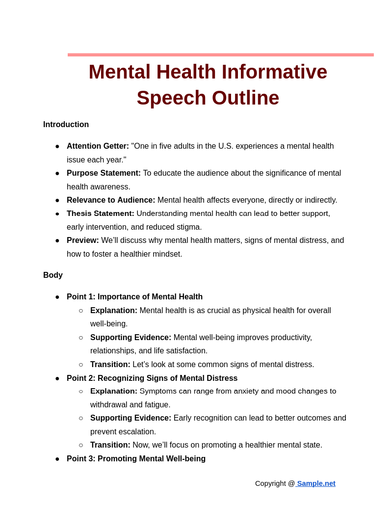 Mental Health Informative Speech Outline Google Docs 10 30 2024 11 55 AM