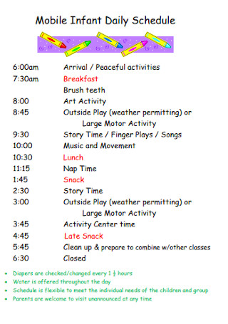 Mobile Infant Daily Schedule