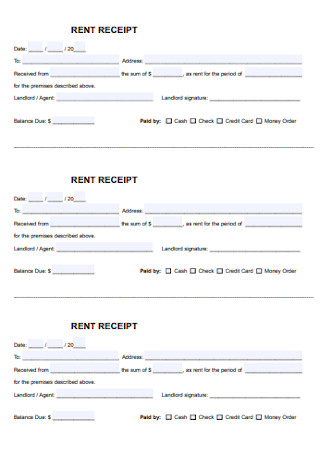 Monthly Property Rent Receipt