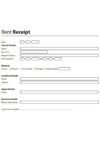 Monthly Service Rent Receipt