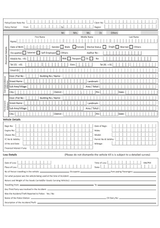 Motor Insurance Receipt Form