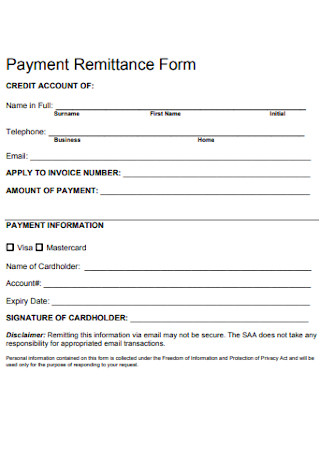 Payment Remittance Form 