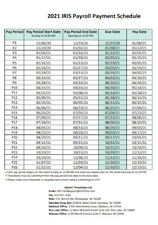 Payroll Payment Schedule