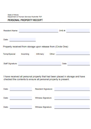 Personal Property Receipt Template