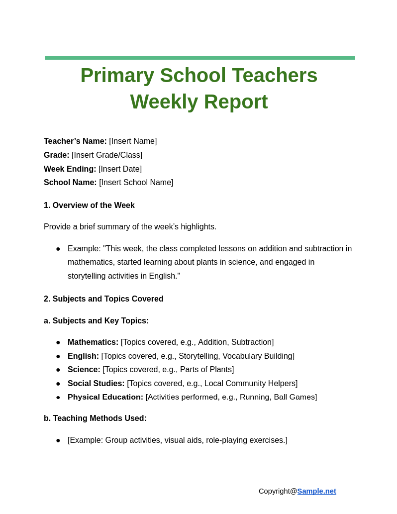 Primary School Teachers Weekly Report Google Docs 11 08 2024 04 21 PM