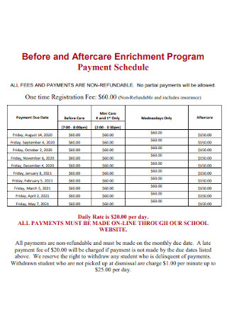 Program Payment Schedule