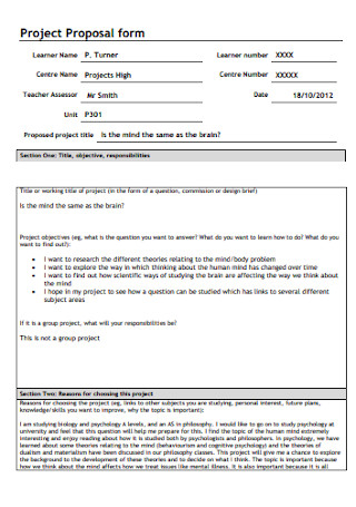 Project Proposal form 