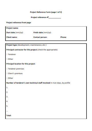 Project Reference Form