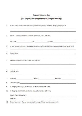 Project Training Form Template