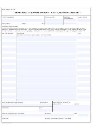 Property Record Receipt Template