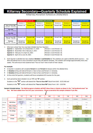 Quarterly Schedule Explained Template