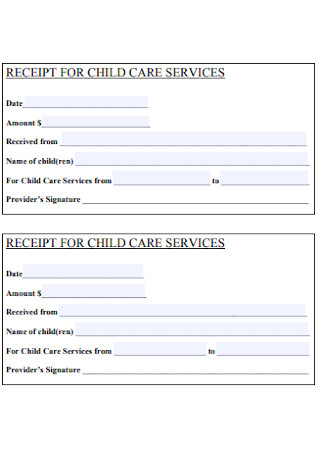 Receipt for Child Care Receipt