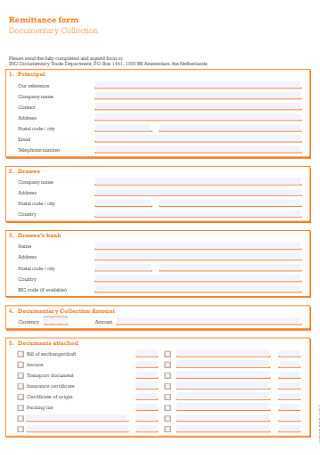 Remittance Documentary Collection Form