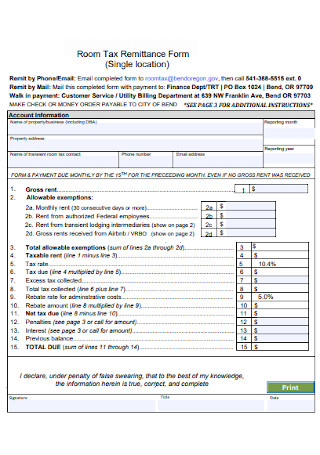 Room Tax Remittance Form