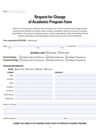Sample Academic Program Form 