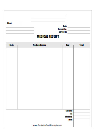 Sample Medical Receipt Tewmplate