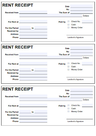 Sample Monthly Rent Receipt