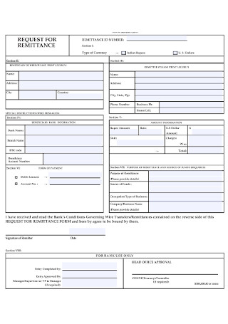 Sample Request for Remittance Form