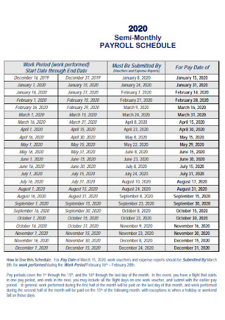 Semi Monthly Payroll Schedule