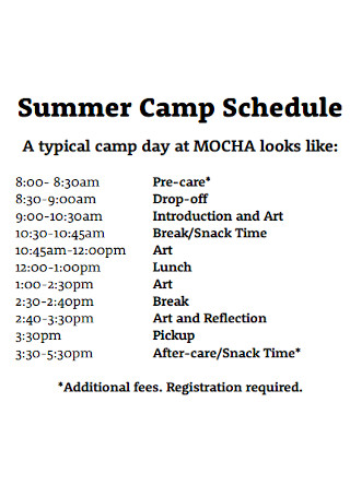 Simple Summer Camp Schedule