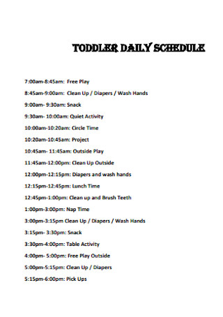 Simple Toddler Daily Schedule Template