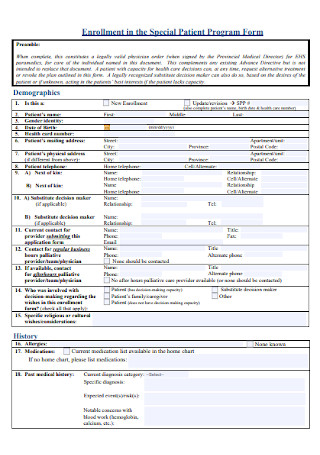 Special Patient Program Form